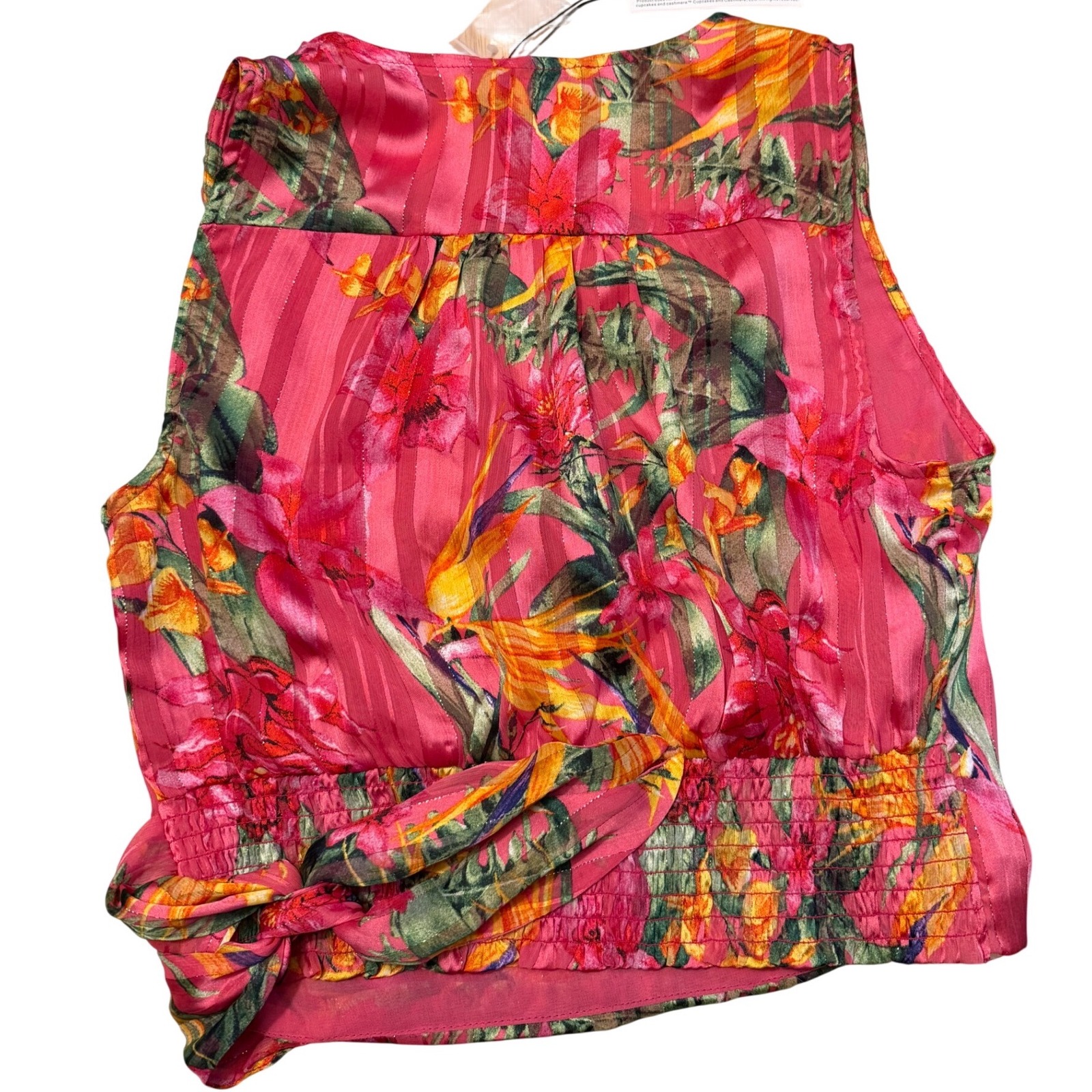 Cupcakes And Cashmere Womens Xs Pink Floral Metallic Wrap Crop Top Sleeveless — image 7 of 7